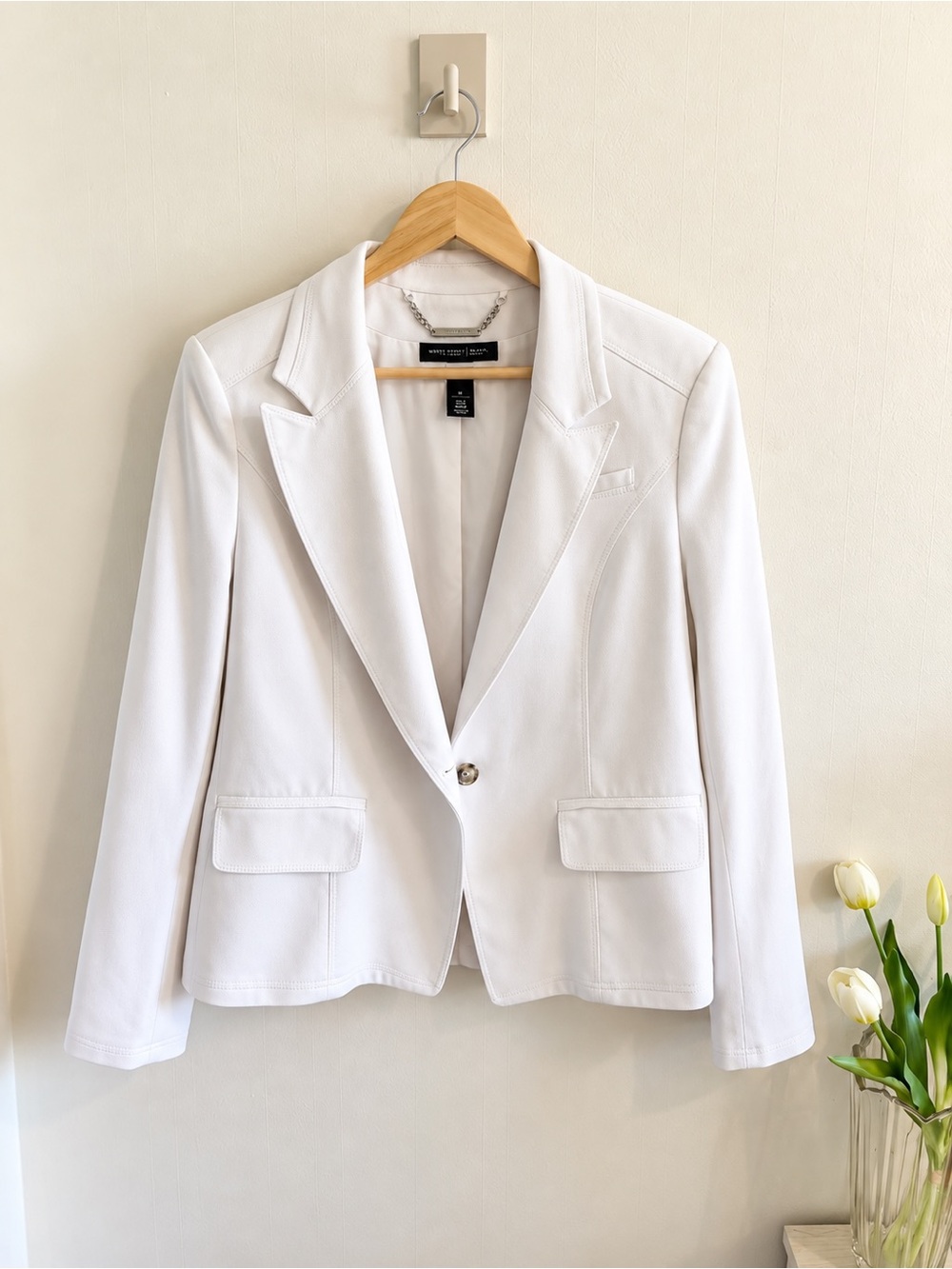 White House Black Market White Single Button Blazer Women’s Size 14